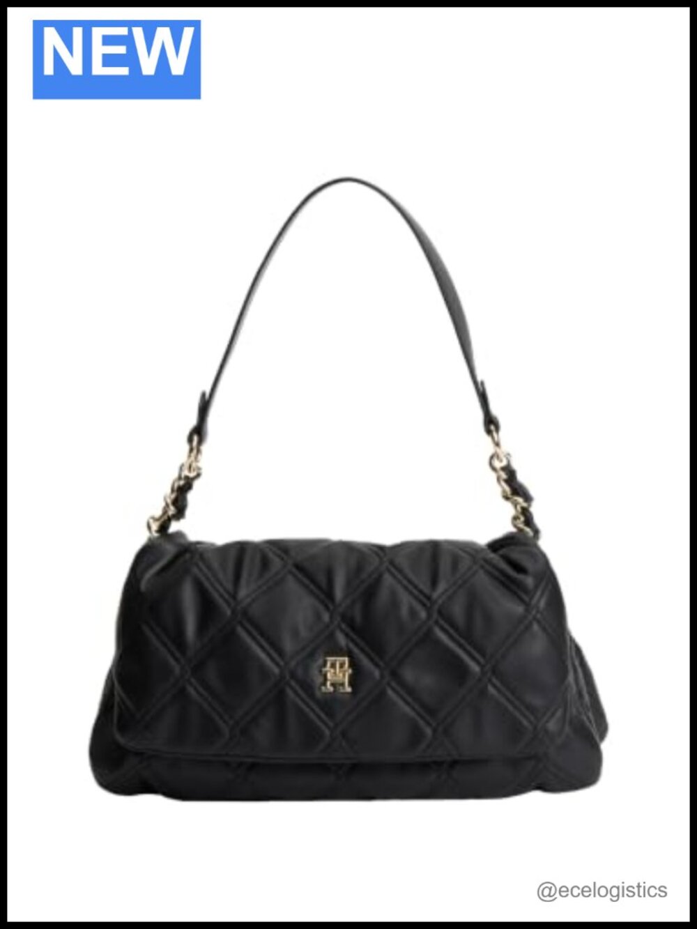 Quilted PU Leather Satchel Shoulder Bag w/ Magnetic Closure